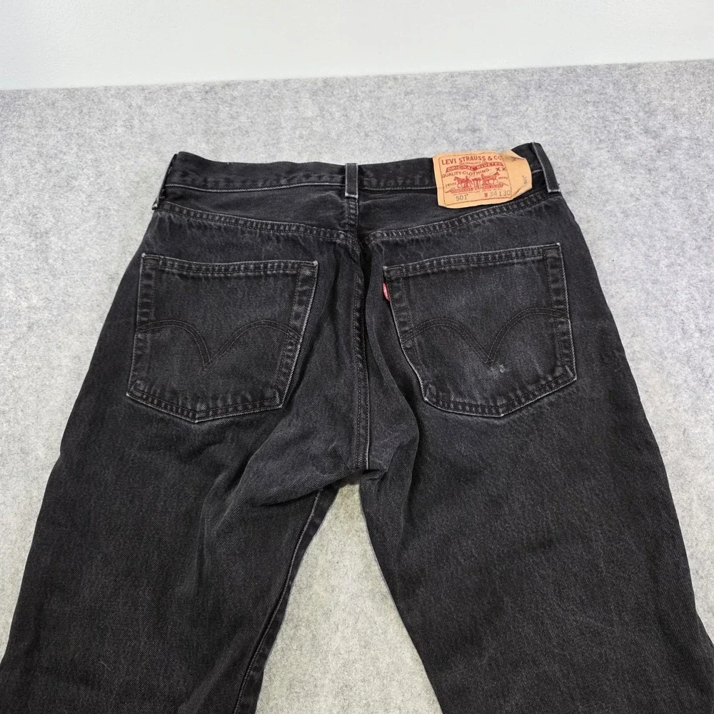 Levis 501 XX Jeans Mens 34x30 Black Button Fly Straight Leg Dark Denim Pants
